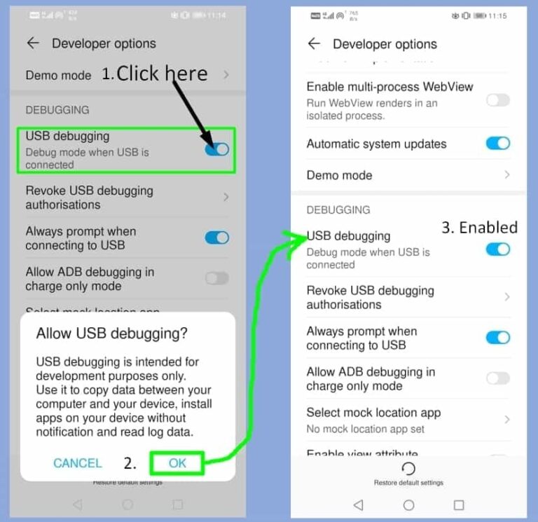 Enable USB Debugging