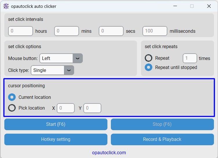 cursor positioning